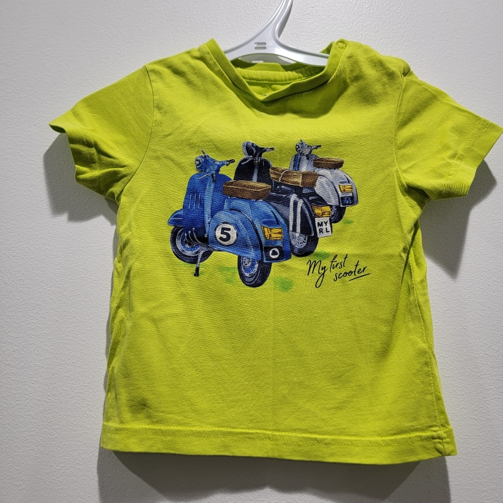 12M Mayoral lime green scooter T-shirt